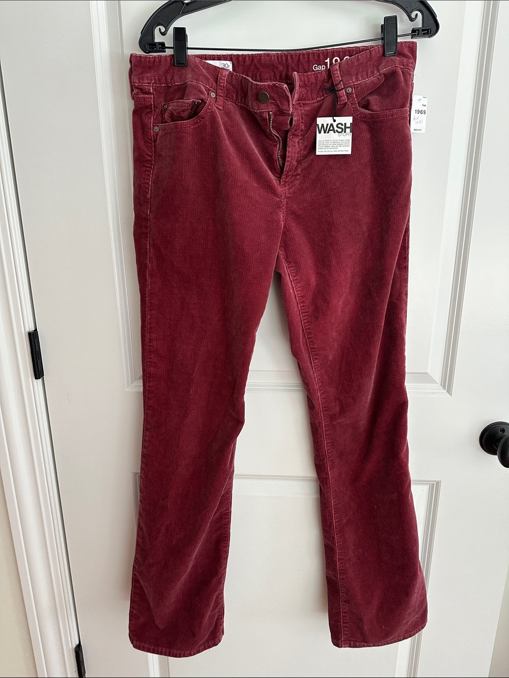 GAP Women's Dark Academia Boot Cut Corduroy Pants in Wine Red